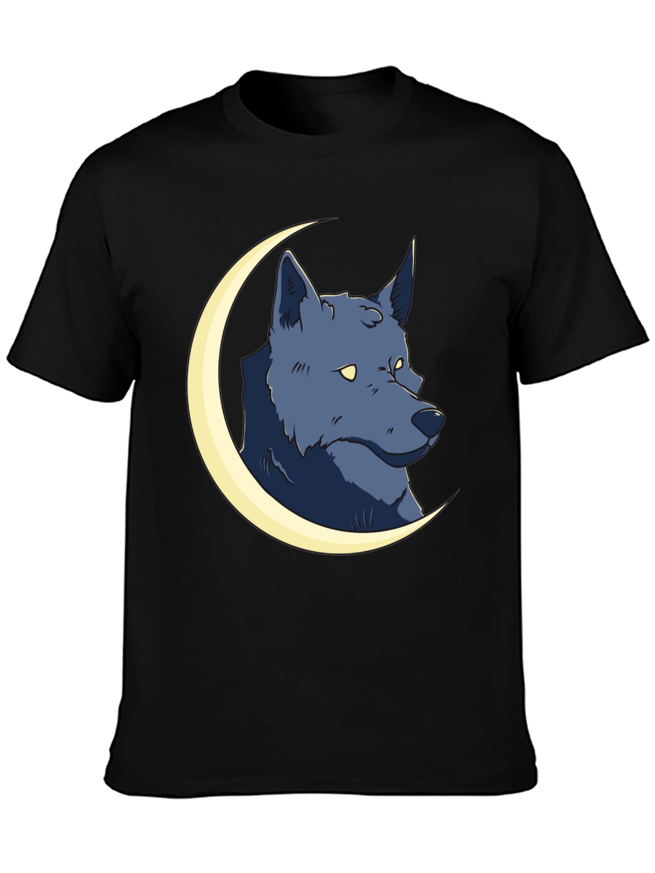 Wolf Moon Graphic Tee - Black Cotton T-Shirt