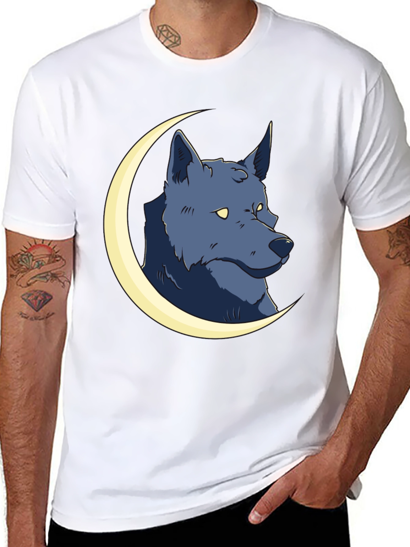 Wolf Moon Graphic Tee - Black Cotton T-Shirt