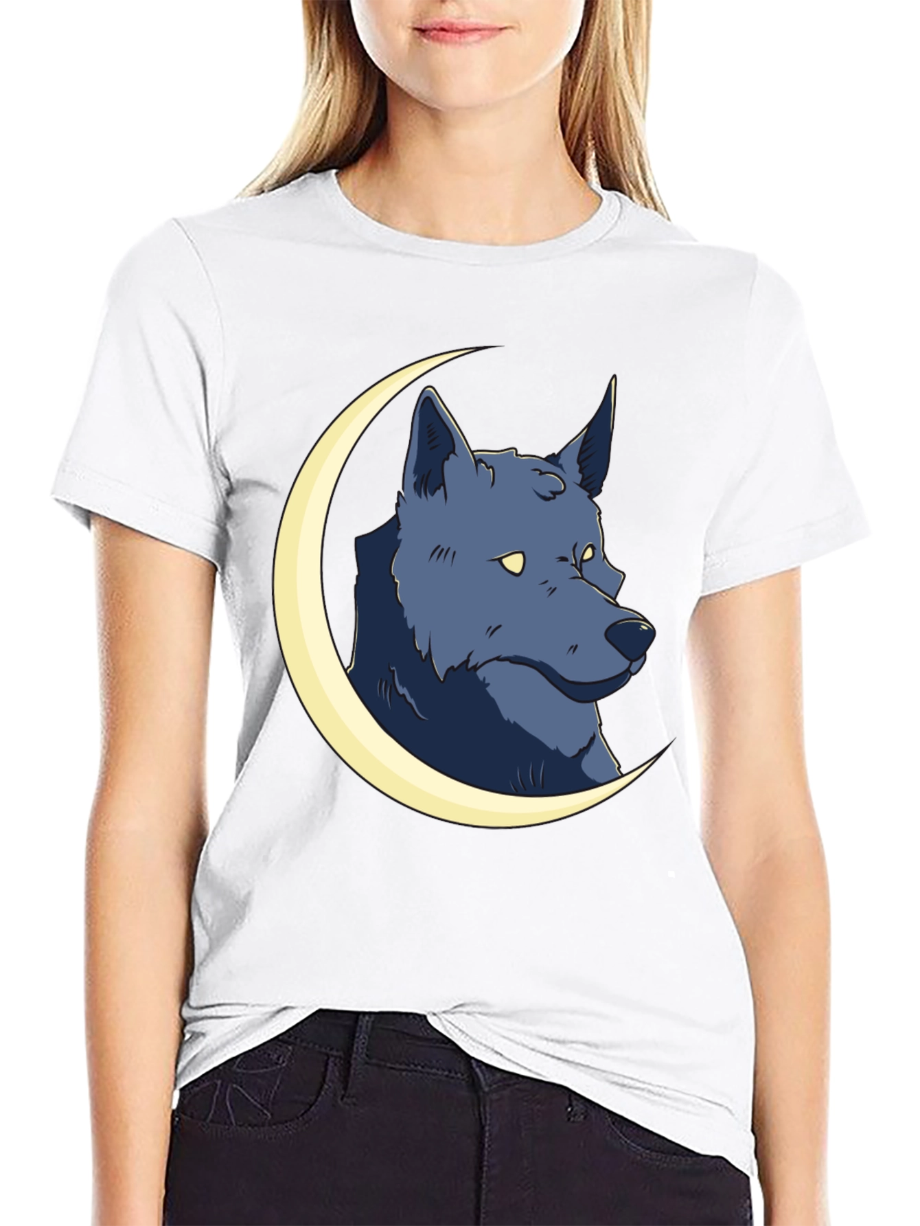 Wolf Moon Graphic Tee - Black Cotton T-Shirt