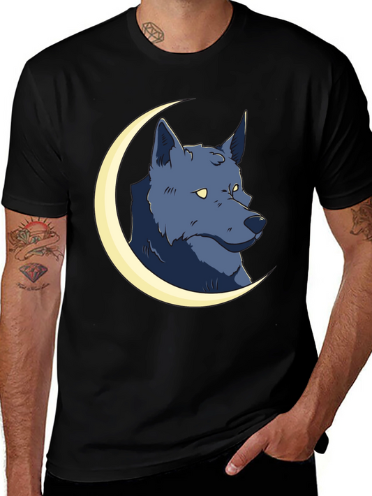 Wolf Moon Graphic Tee - Black Cotton T-Shirt