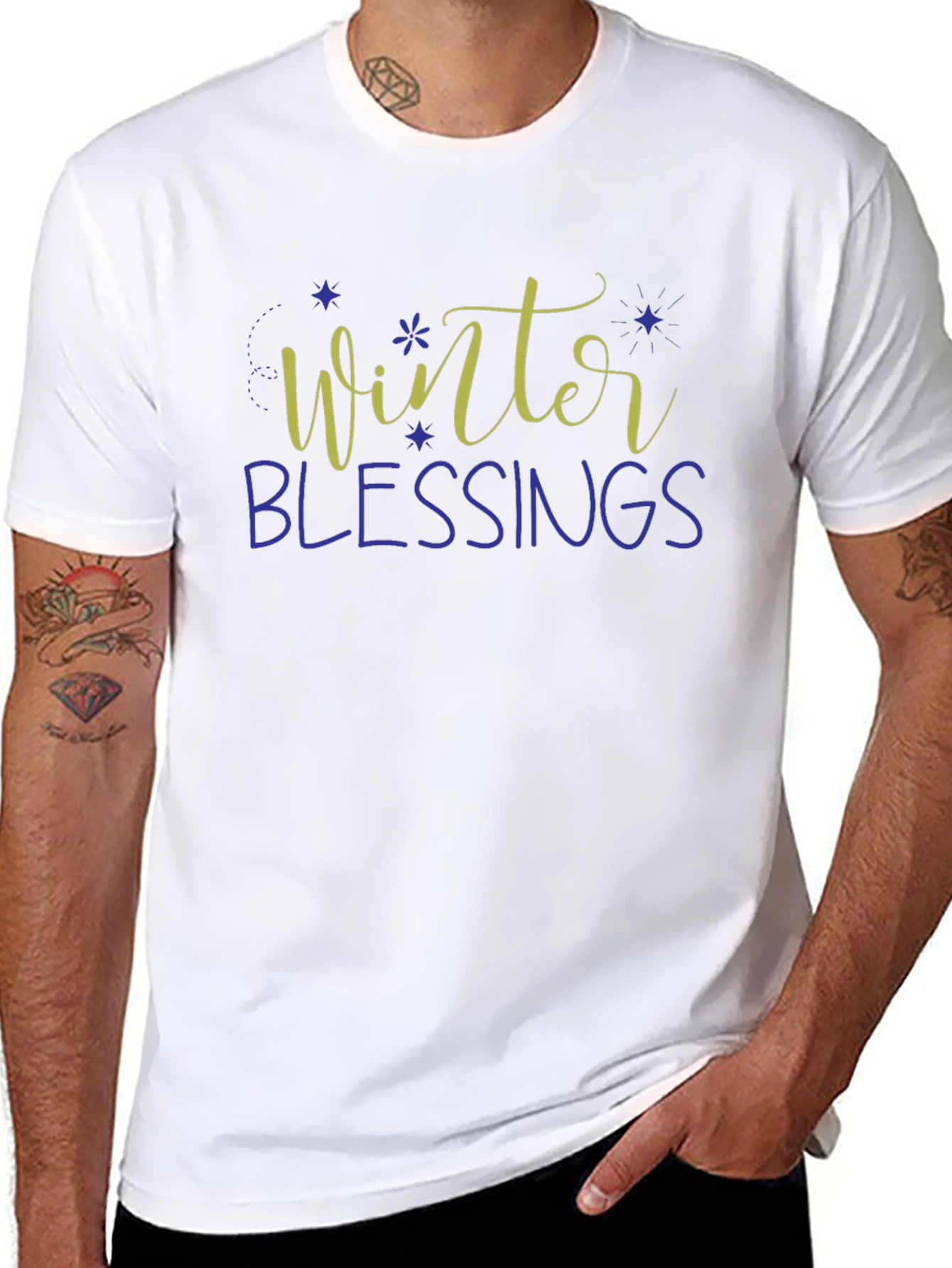 Winter Blessings Graphic Tee - Holiday Season Shirt