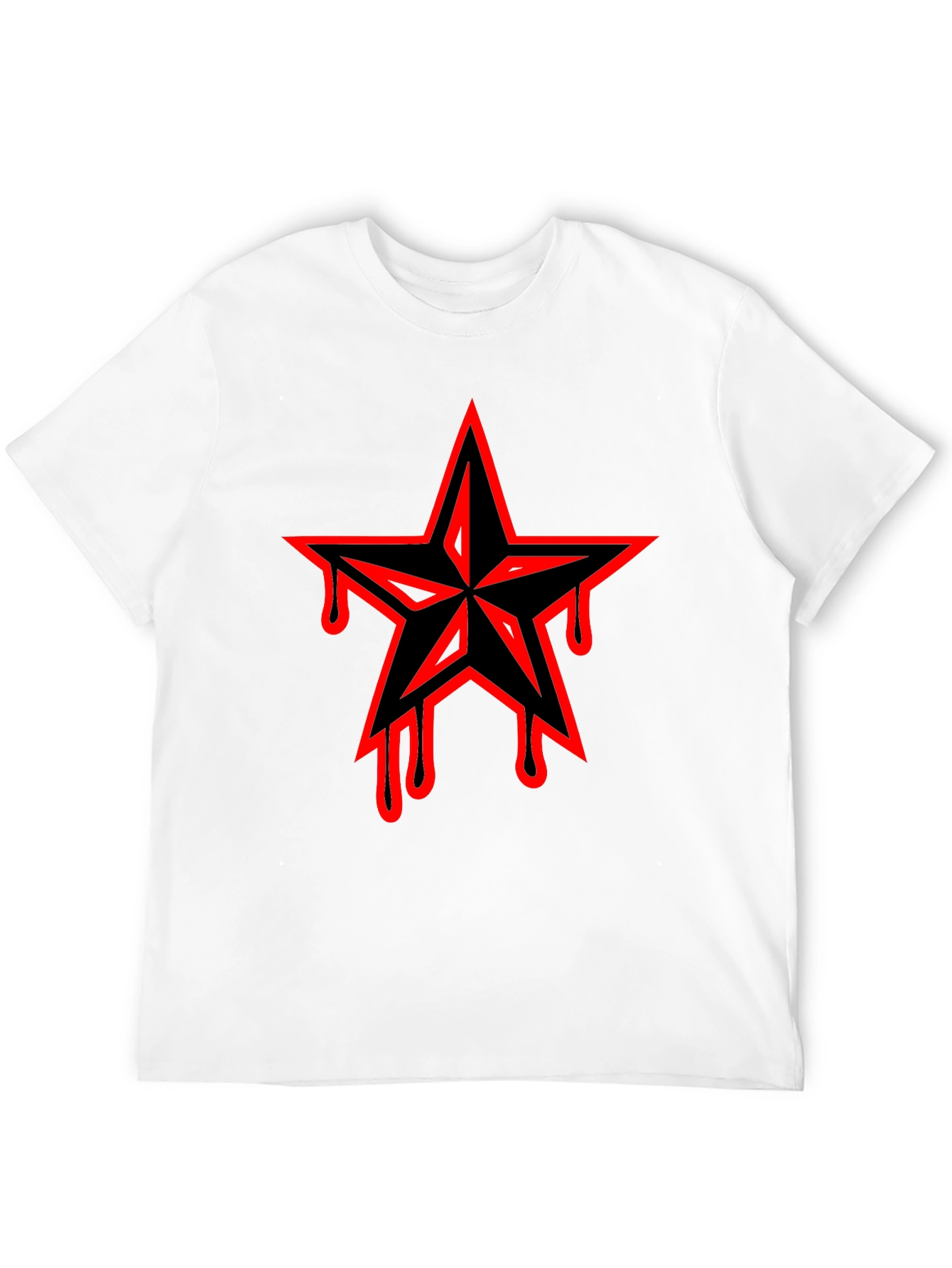 Black T-Shirt with Dripping Star Graphic