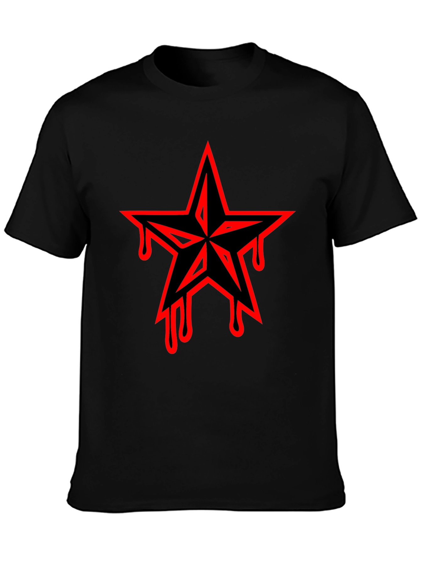 Black T-Shirt with Dripping Star Graphic