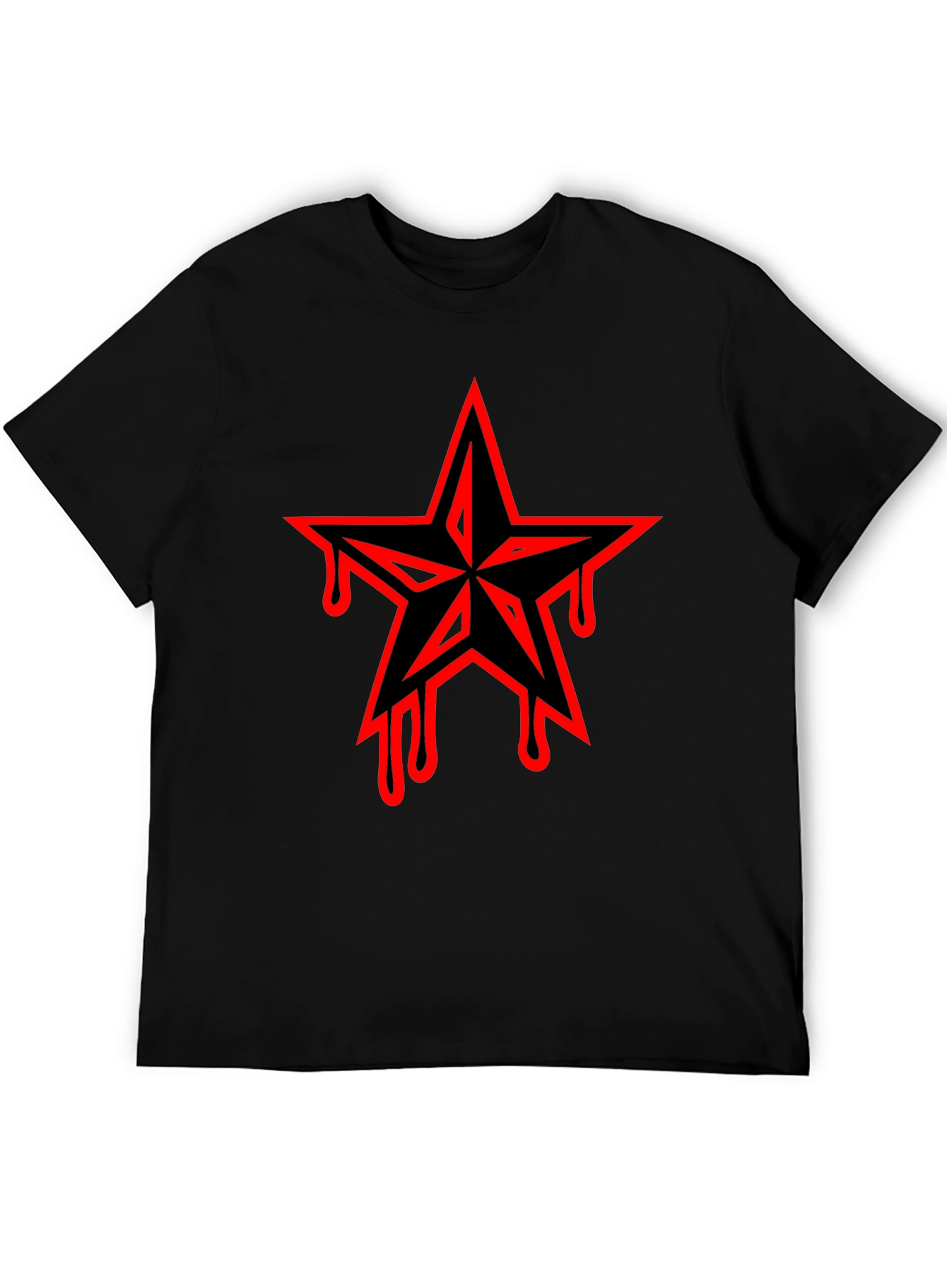 Black T-Shirt with Dripping Star Graphic