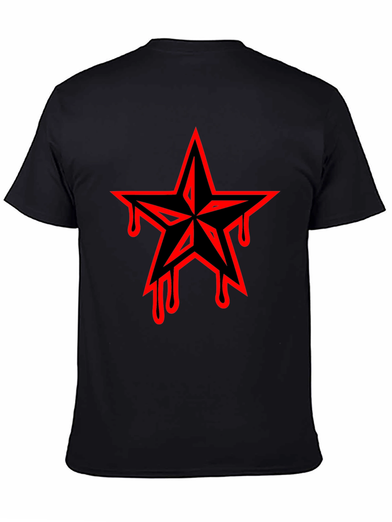 Black T-Shirt with Dripping Star Graphic