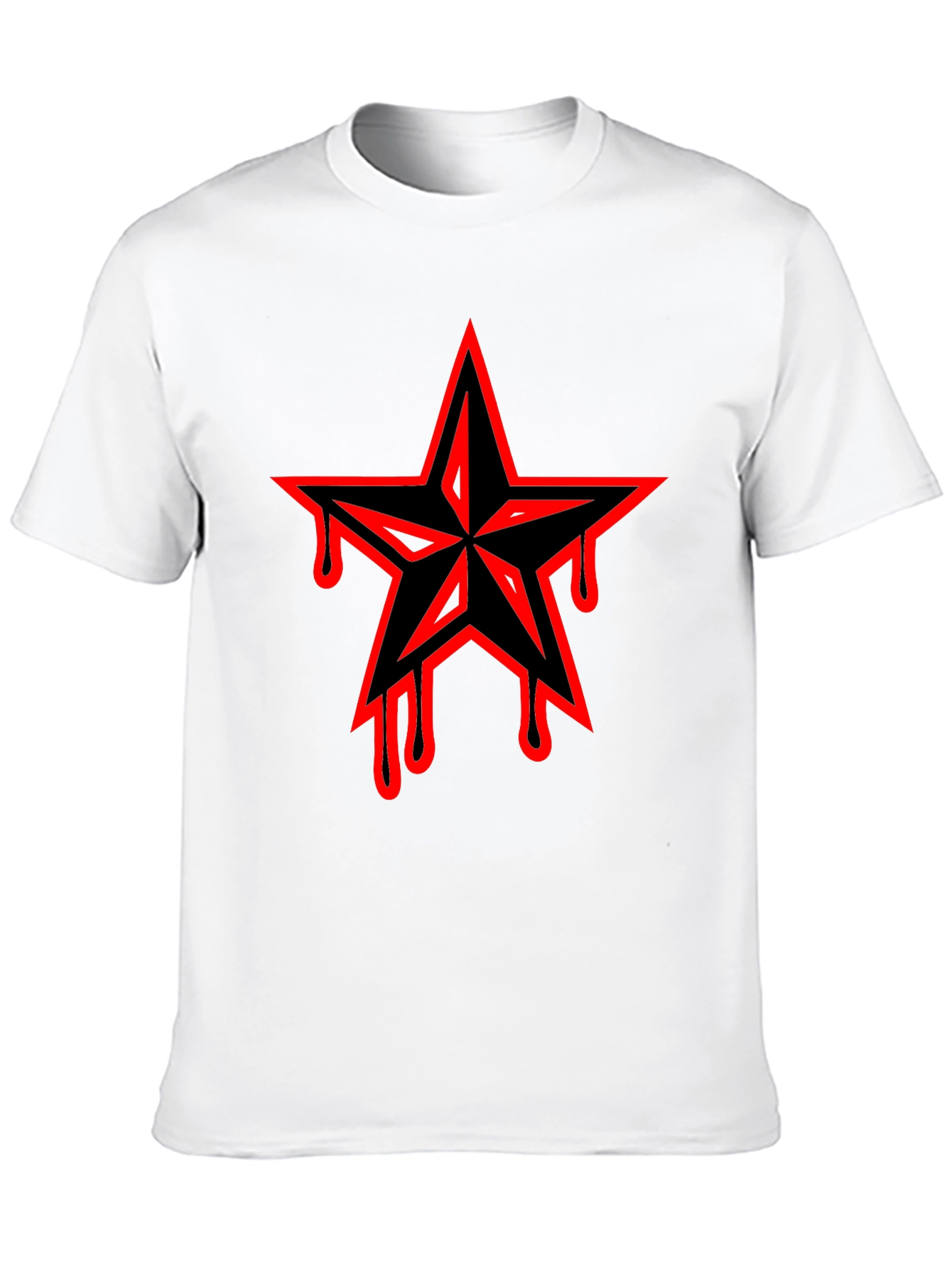 Black T-Shirt with Dripping Star Graphic