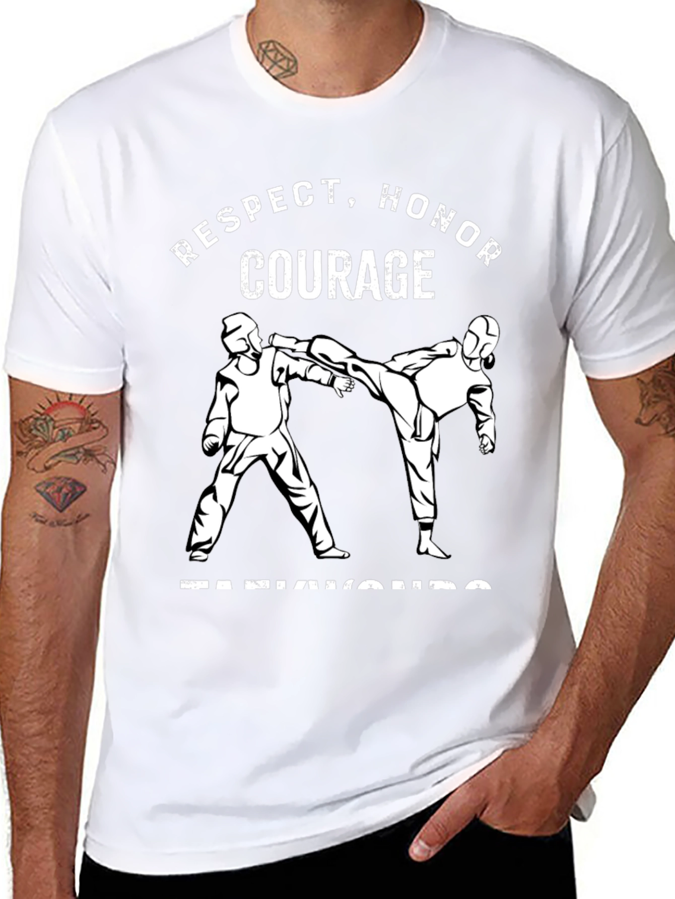 Respect Honor Courage Taekwondo Black T-Shirt