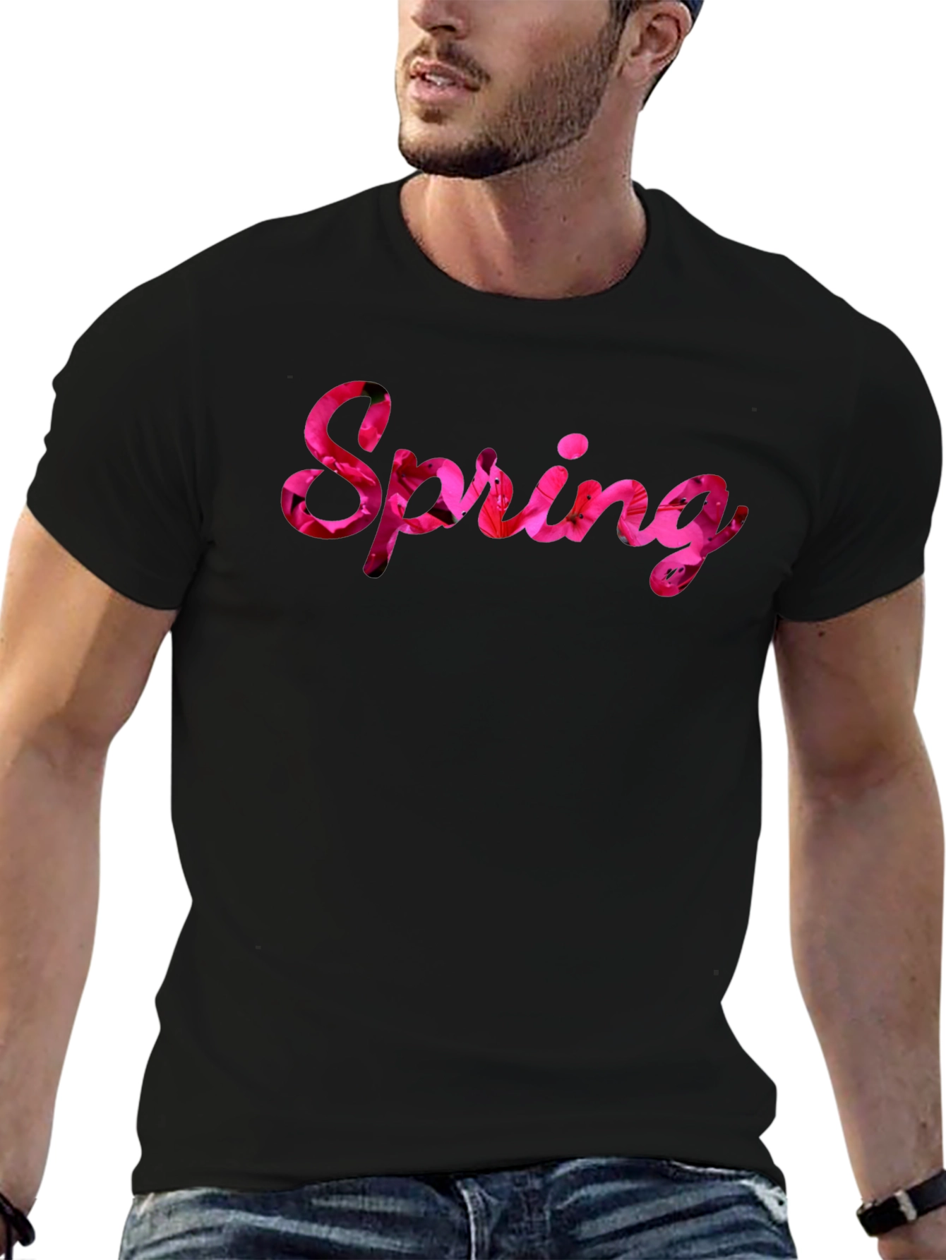 Spring Floral T-Shirt - Black Casual Tee