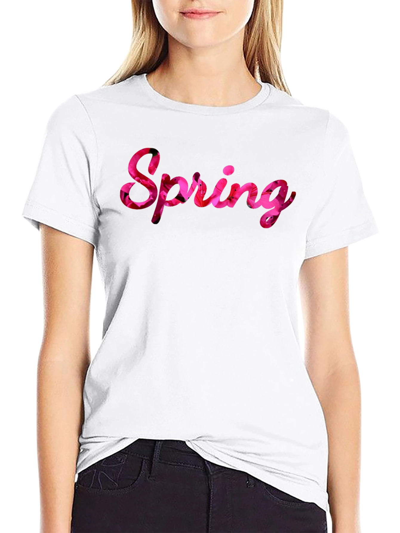 Spring Floral T-Shirt - Black Casual Tee