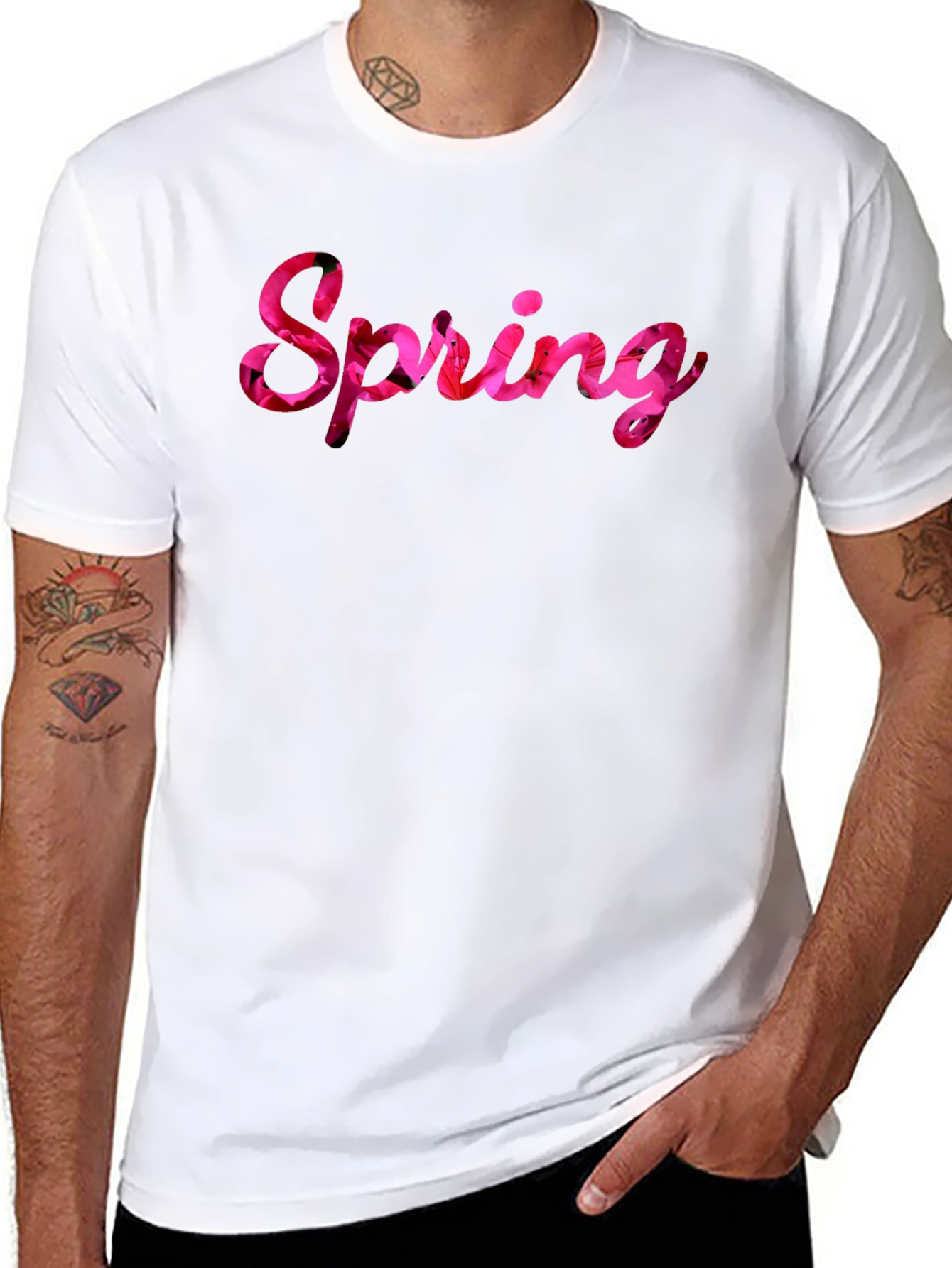 Spring Floral T-Shirt - Black Casual Tee