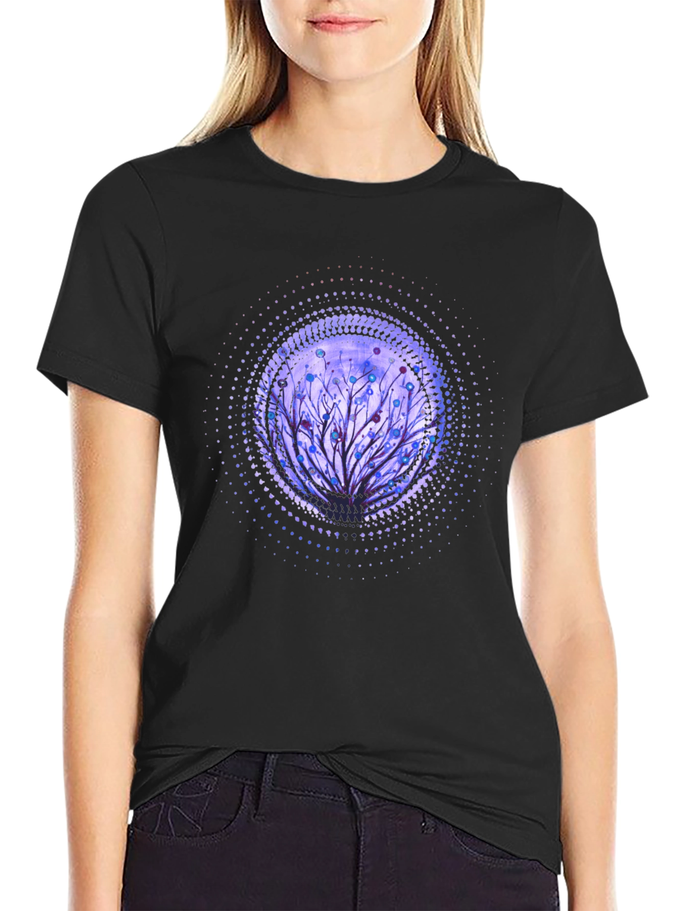Artistic Tree Graphic Black T-Shirt