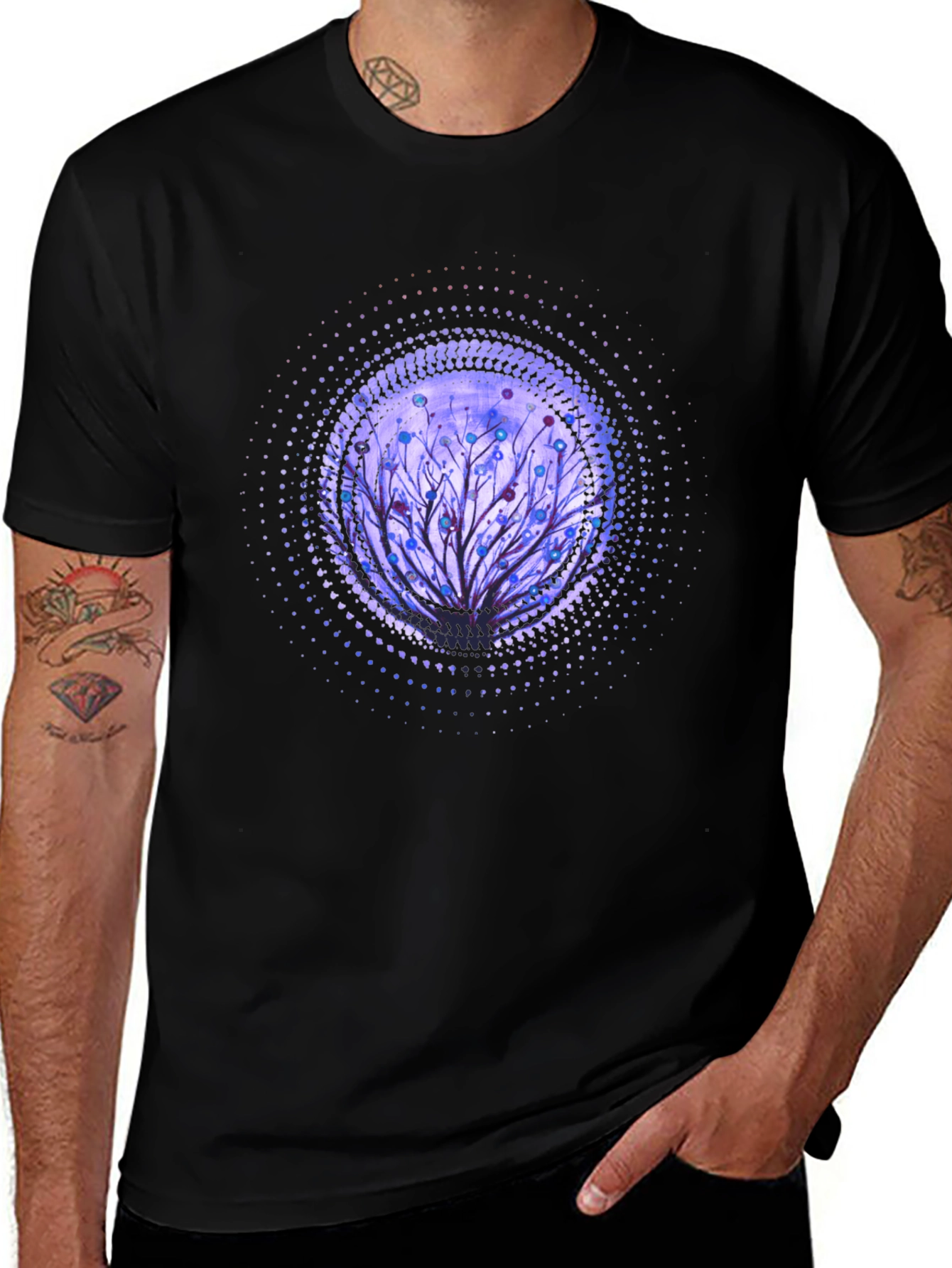 Artistic Tree Graphic Black T-Shirt
