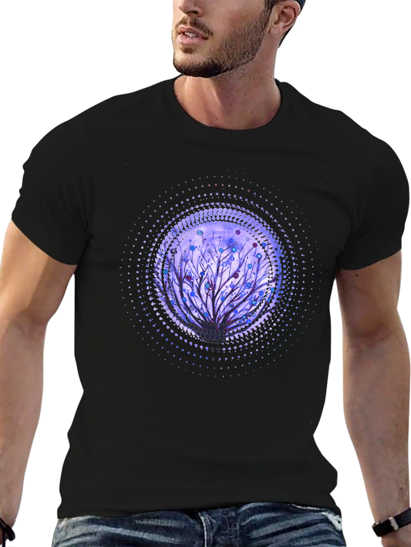 Artistic Tree Graphic Black T-Shirt