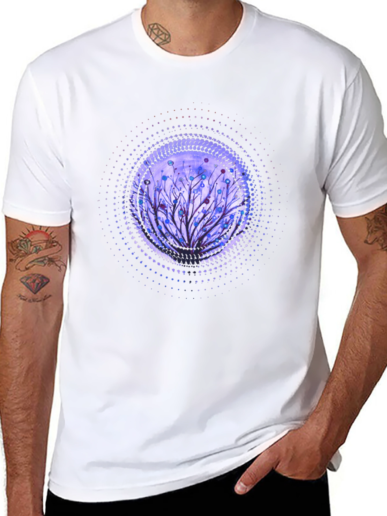 Artistic Tree Graphic Black T-Shirt