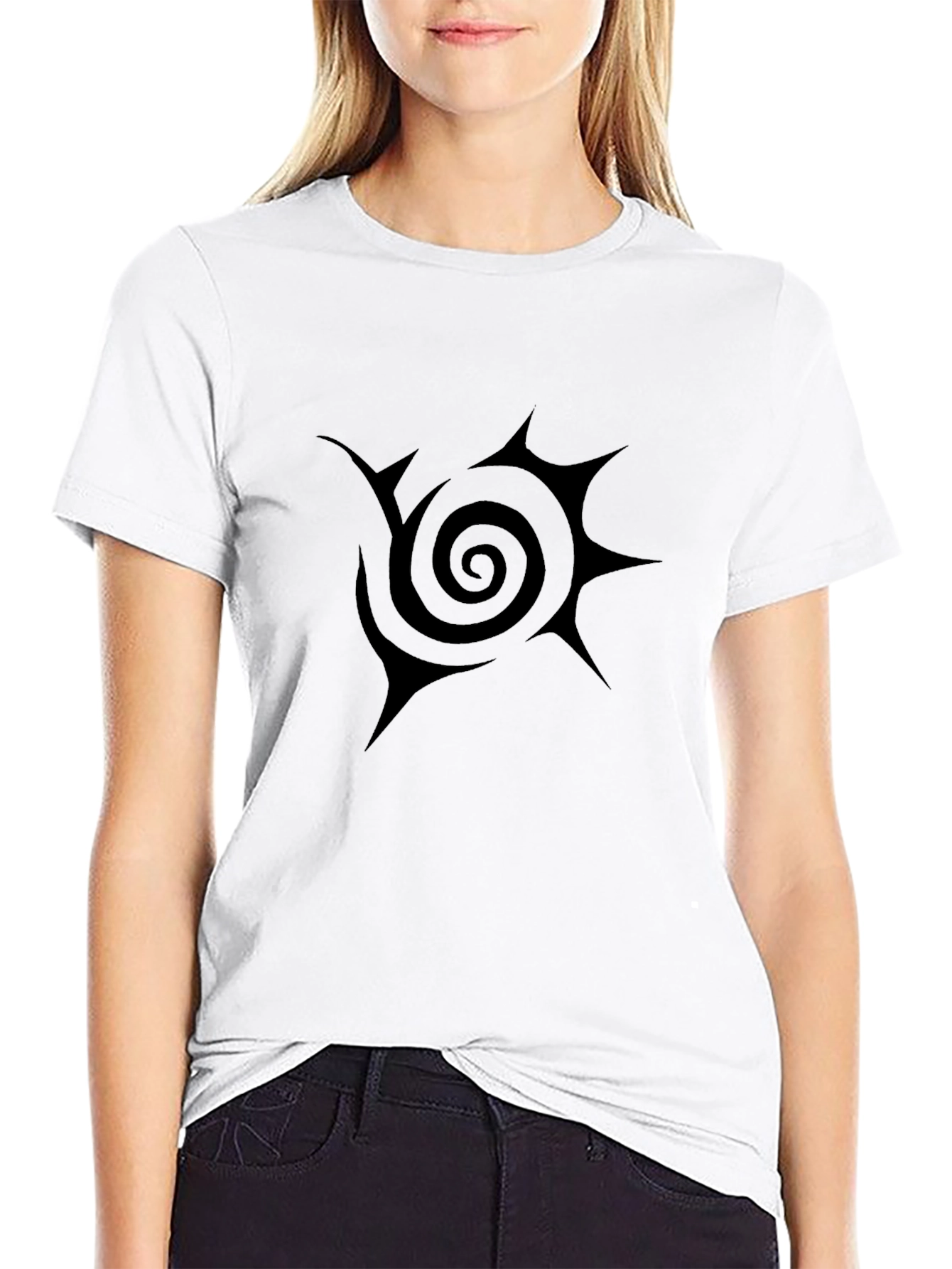 Spiral Sun Tattoo Graphic T-Shirt - Modern Black Tee