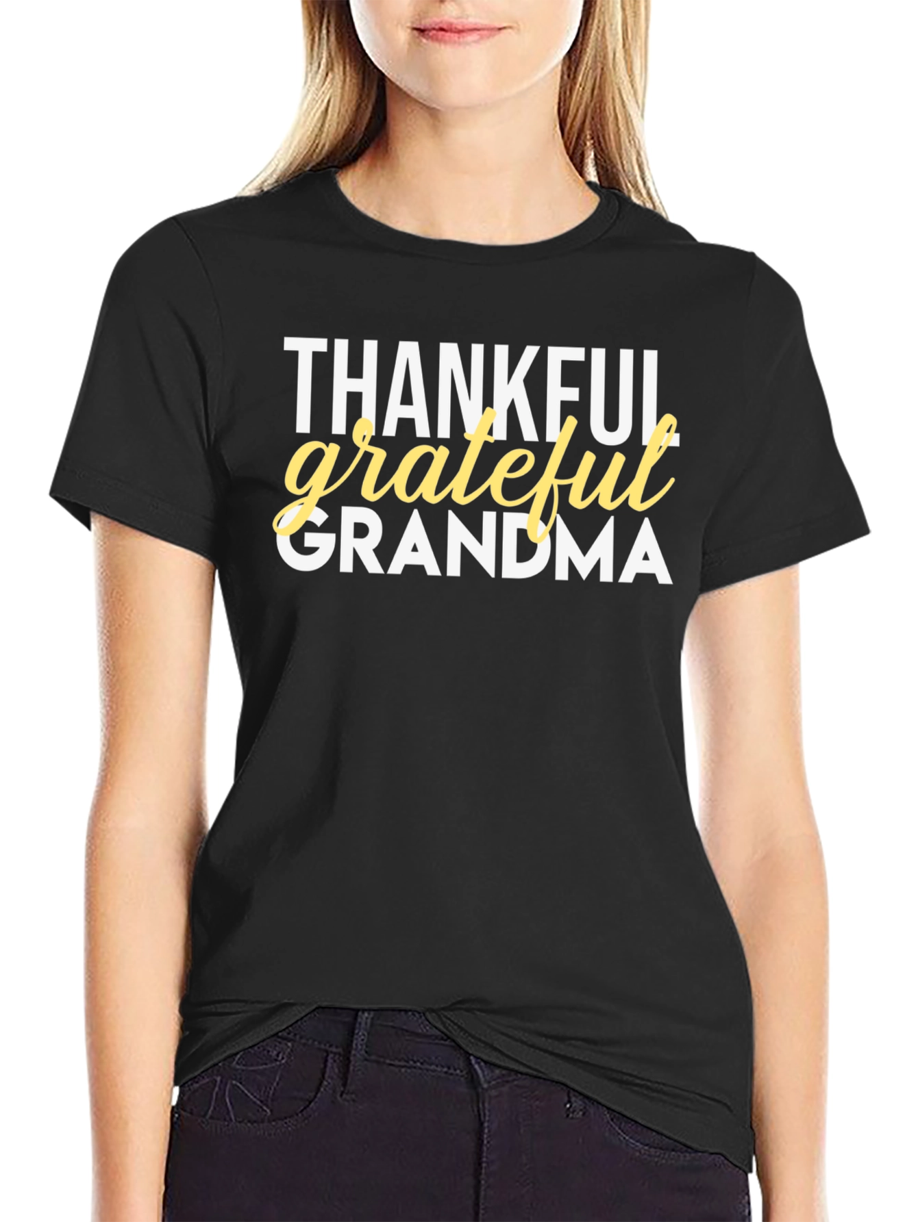 Thankful Grateful Grandma T-Shirt - Black