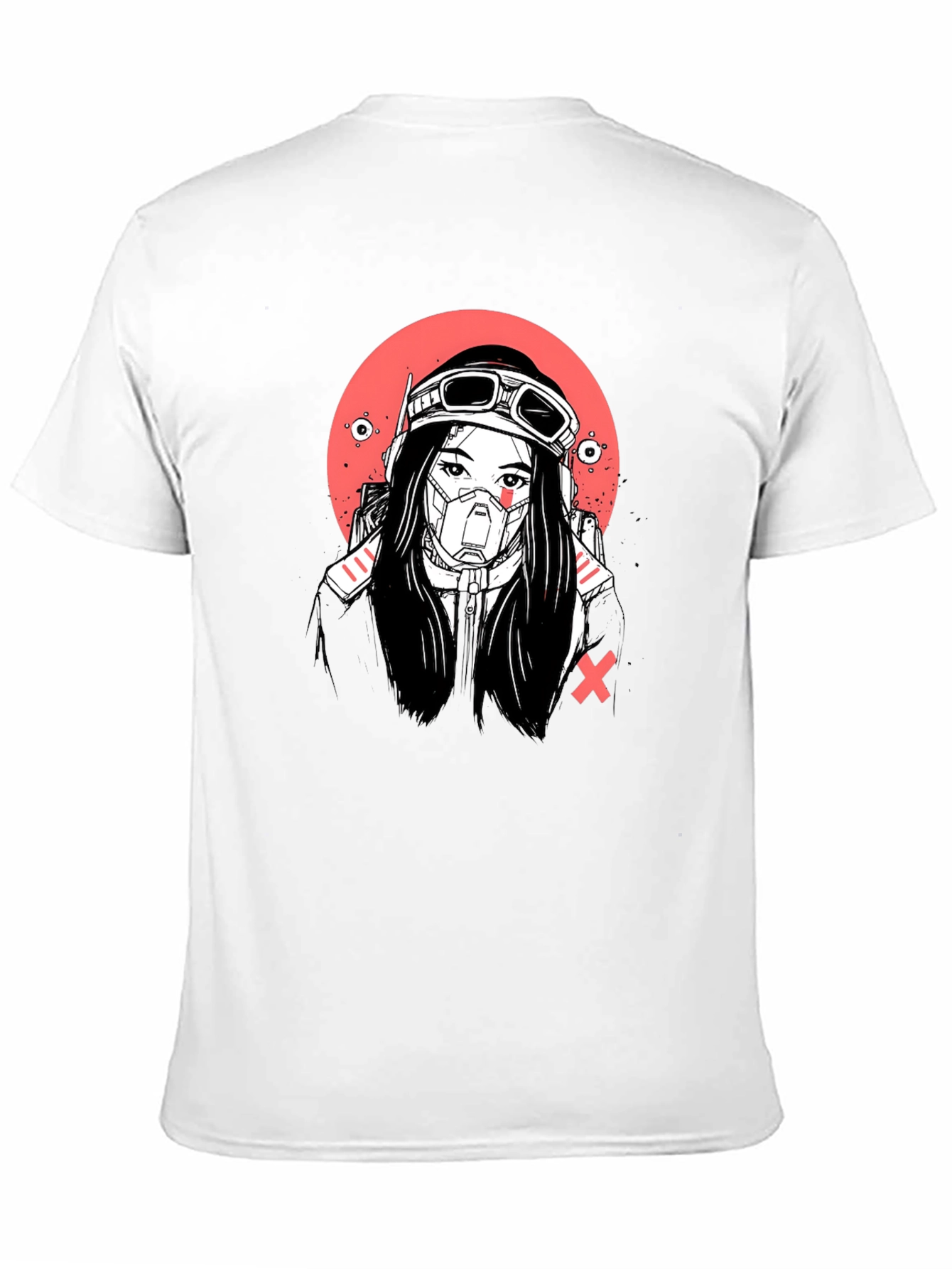 Cyberpunk Girl Graphic Tee - Bold Black T-Shirt