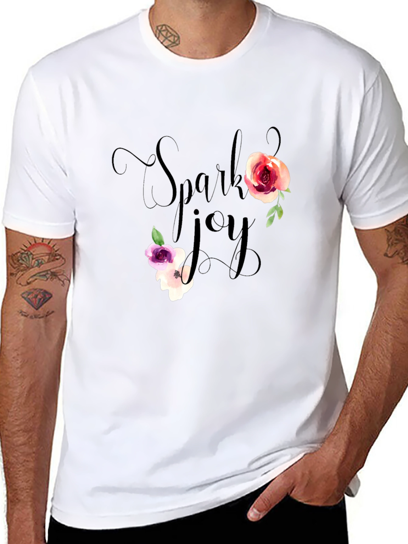 Spark Joy Floral Graphic T-Shirt - Black