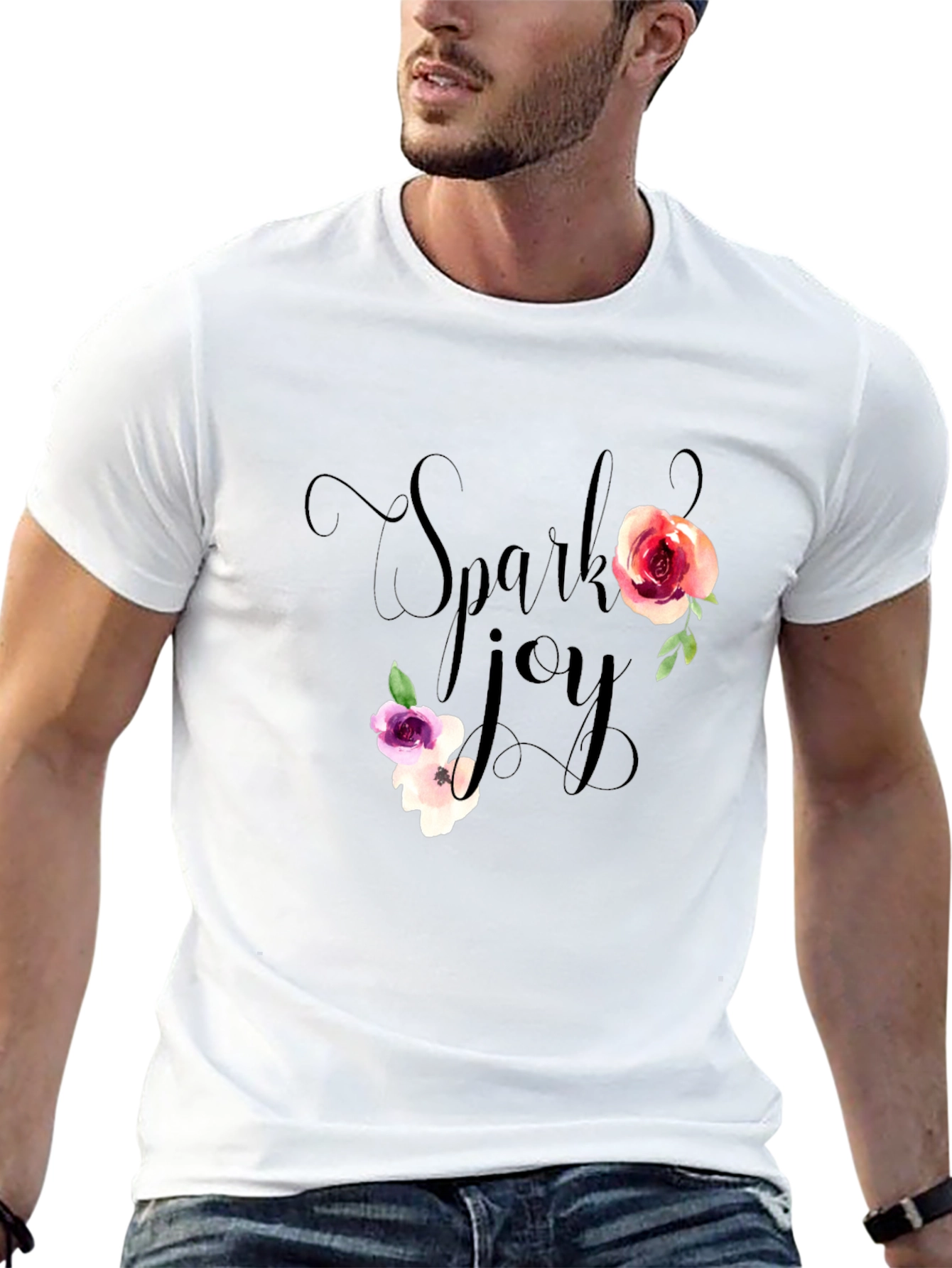 Spark Joy Floral Graphic T-Shirt - Black