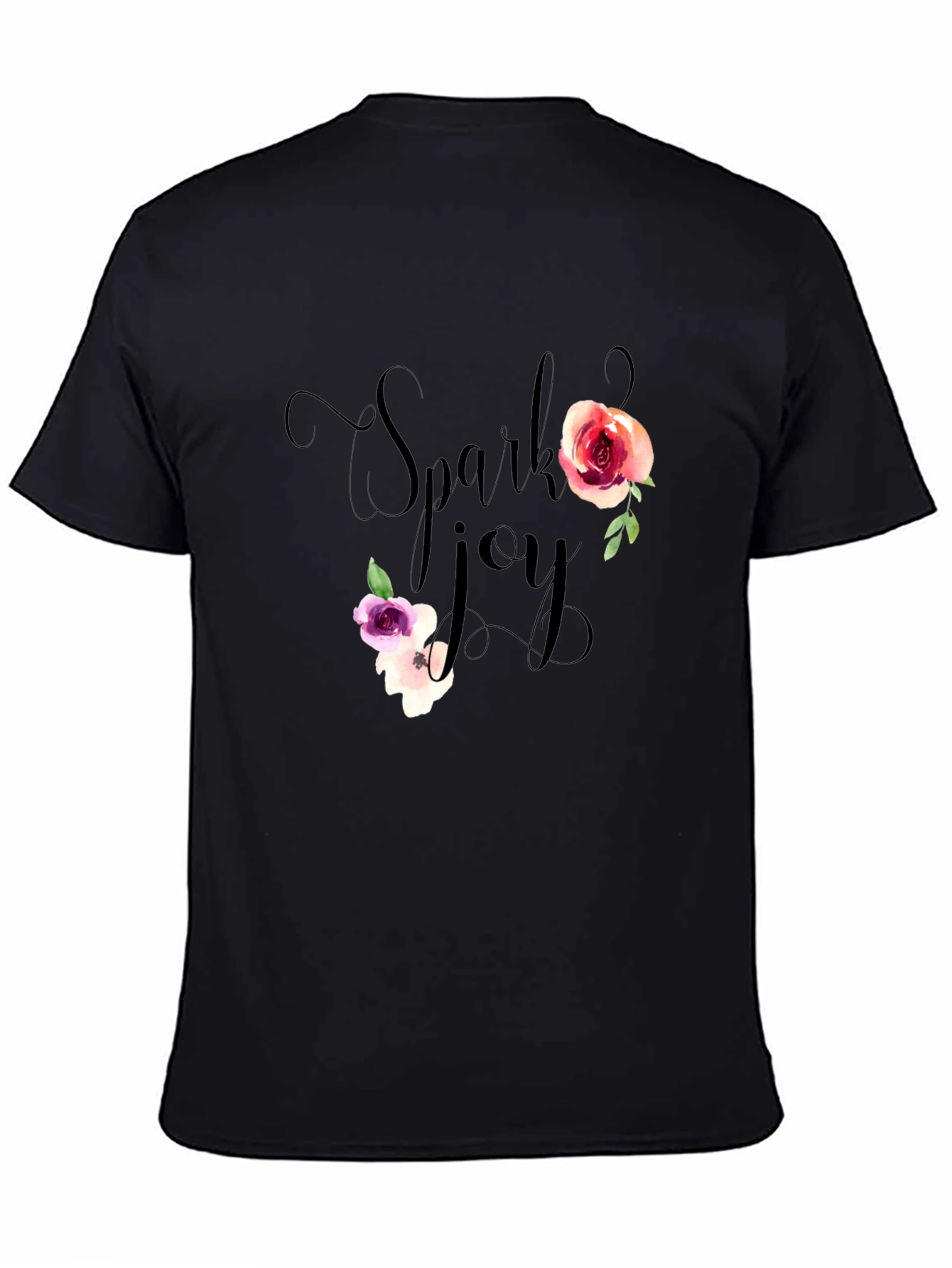 Spark Joy Floral Graphic T-Shirt - Black