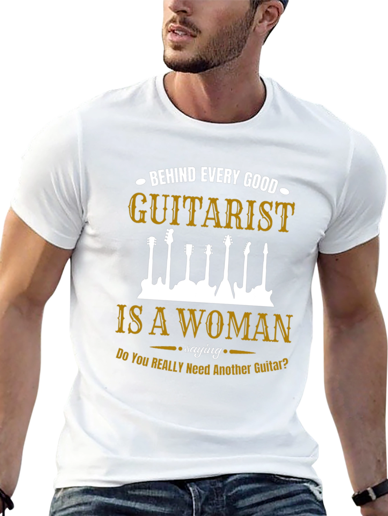 Guitarist T-Shirt: Behind Every Good Guitarist Is A Woman