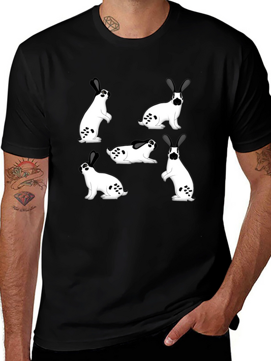 Rabbit Print Black T-Shirt