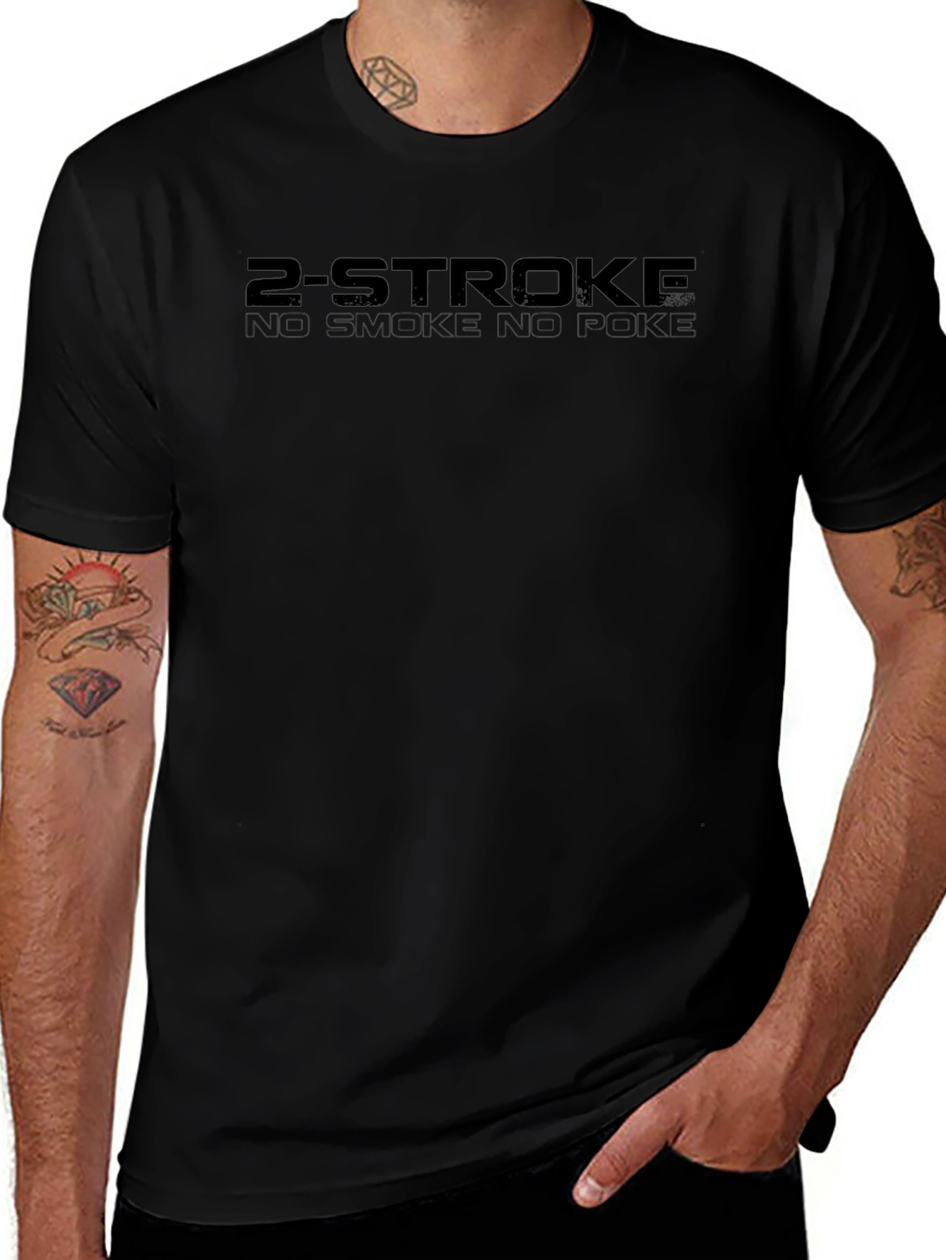 2-Stroke No Smoke No Poke T-Shirt - Black