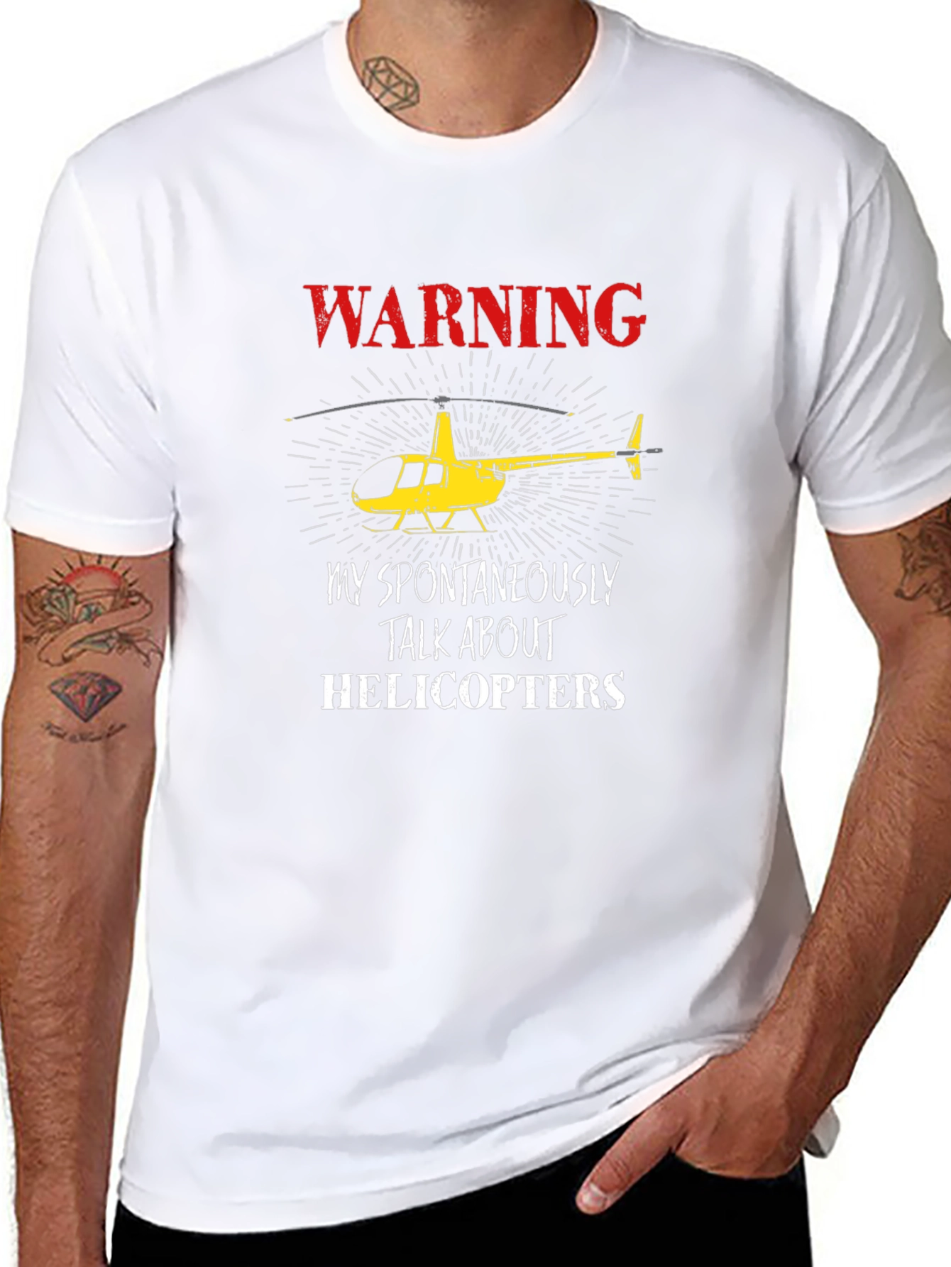 Warning: I Talk About Helicopters Graphic T-Shirt