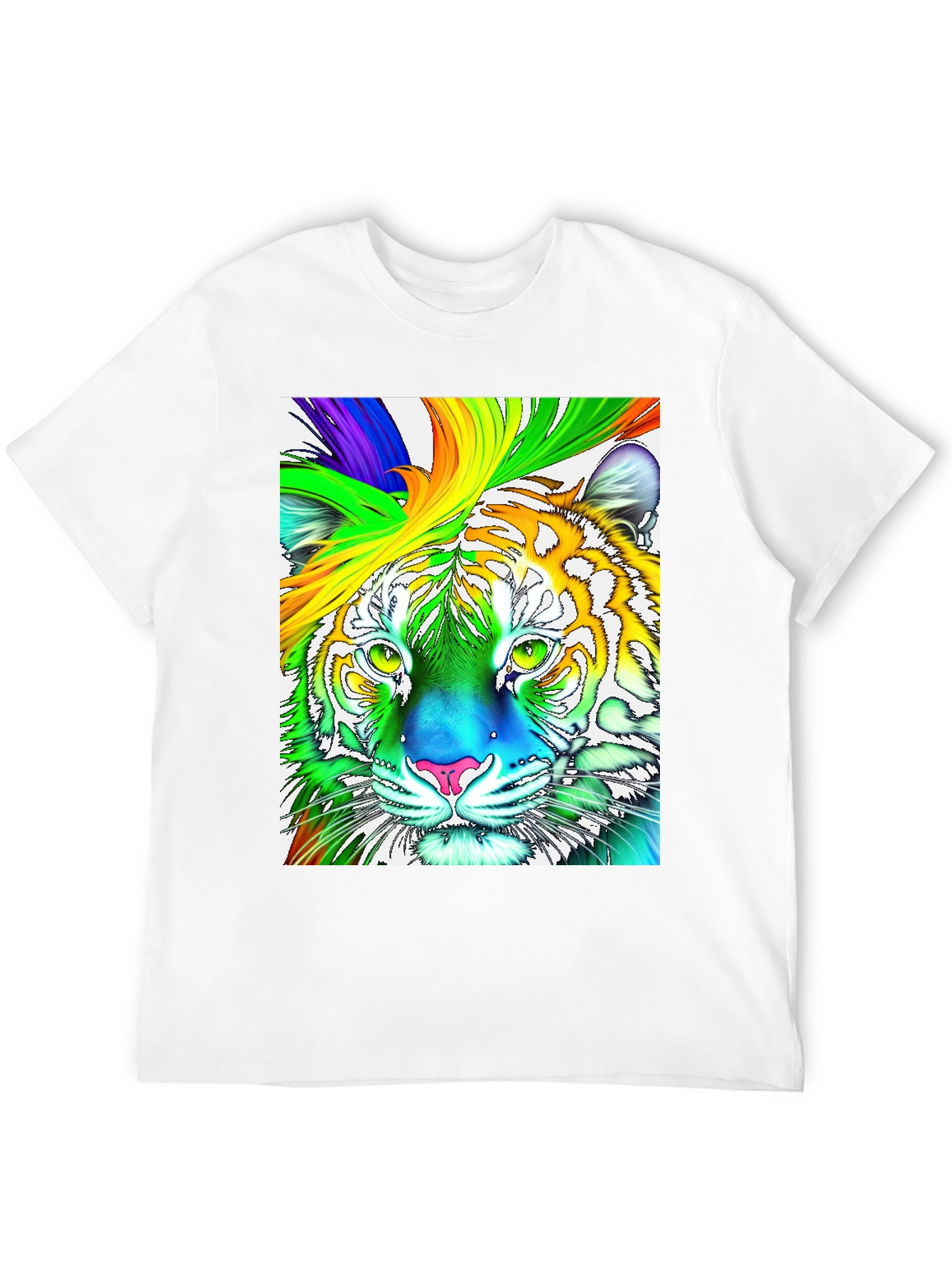 Rainbow Tiger Graphic T-Shirt - Vibrant & Bold!