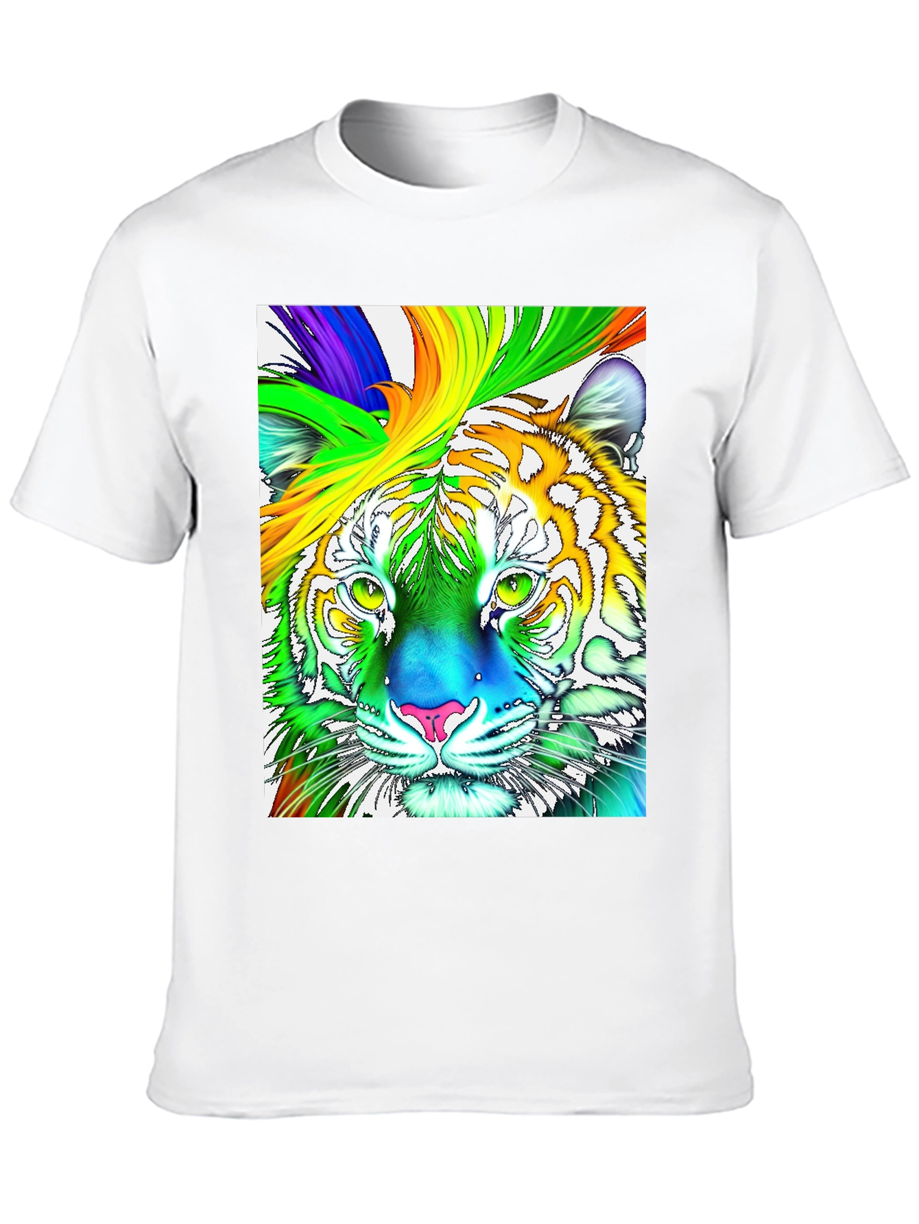 Rainbow Tiger Graphic T-Shirt - Vibrant & Bold!