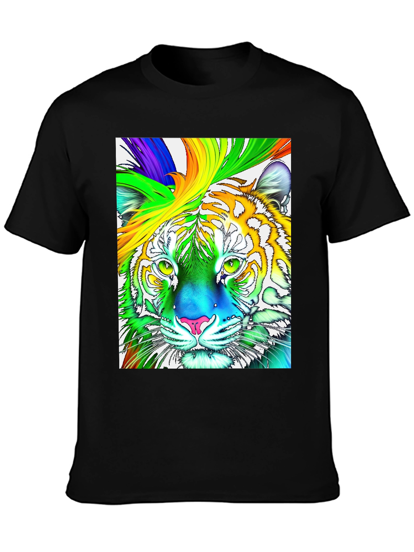 Rainbow Tiger Graphic T-Shirt - Vibrant & Bold!