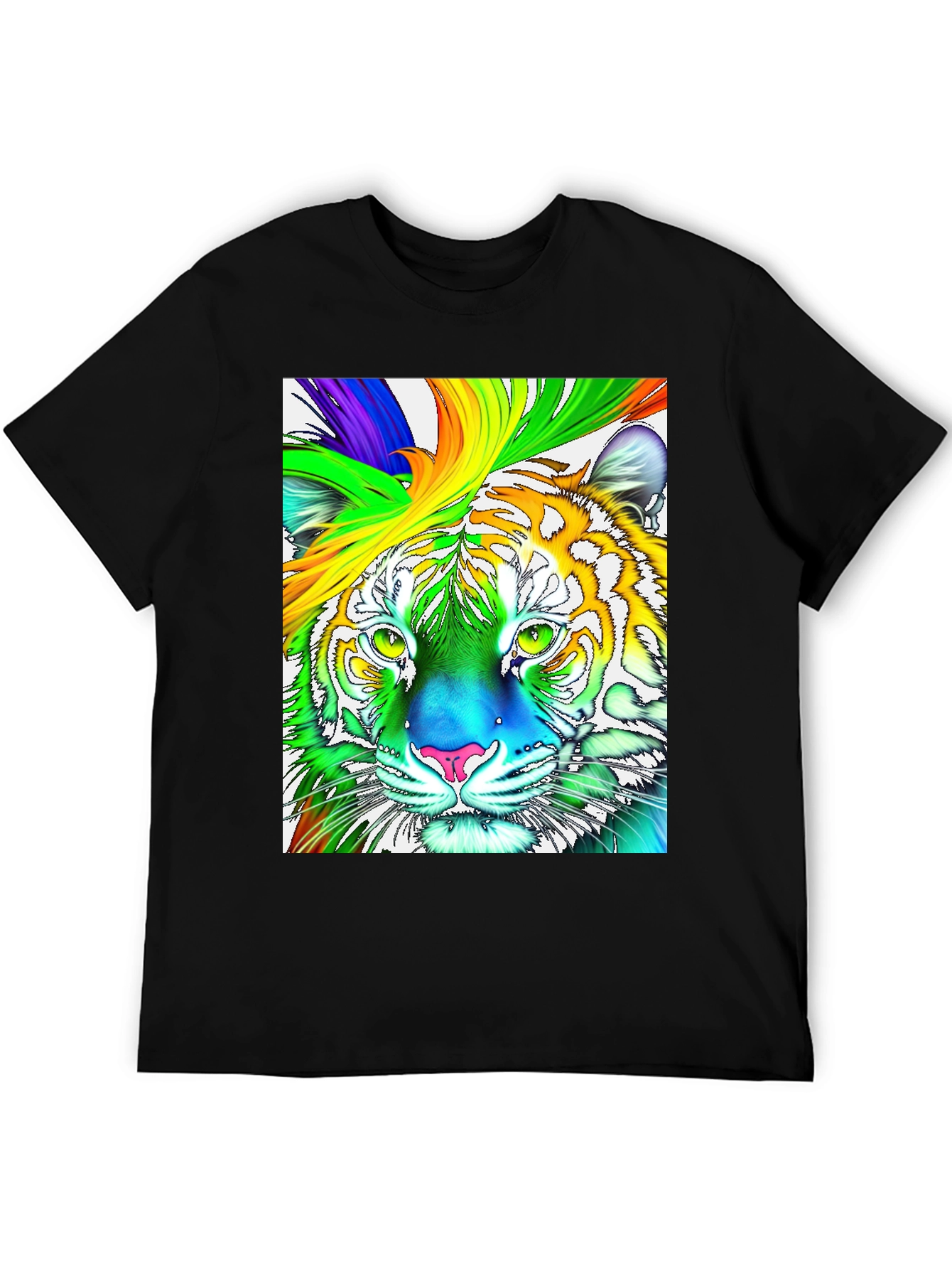 Rainbow Tiger Graphic T-Shirt - Vibrant & Bold!
