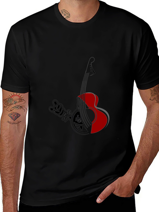 Black T-Shirt with Guitar Graphic