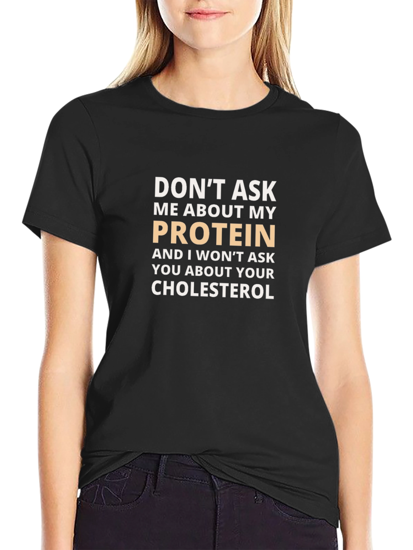 Protein & Cholesterol Slogan T-Shirt - Funny Gym Tee