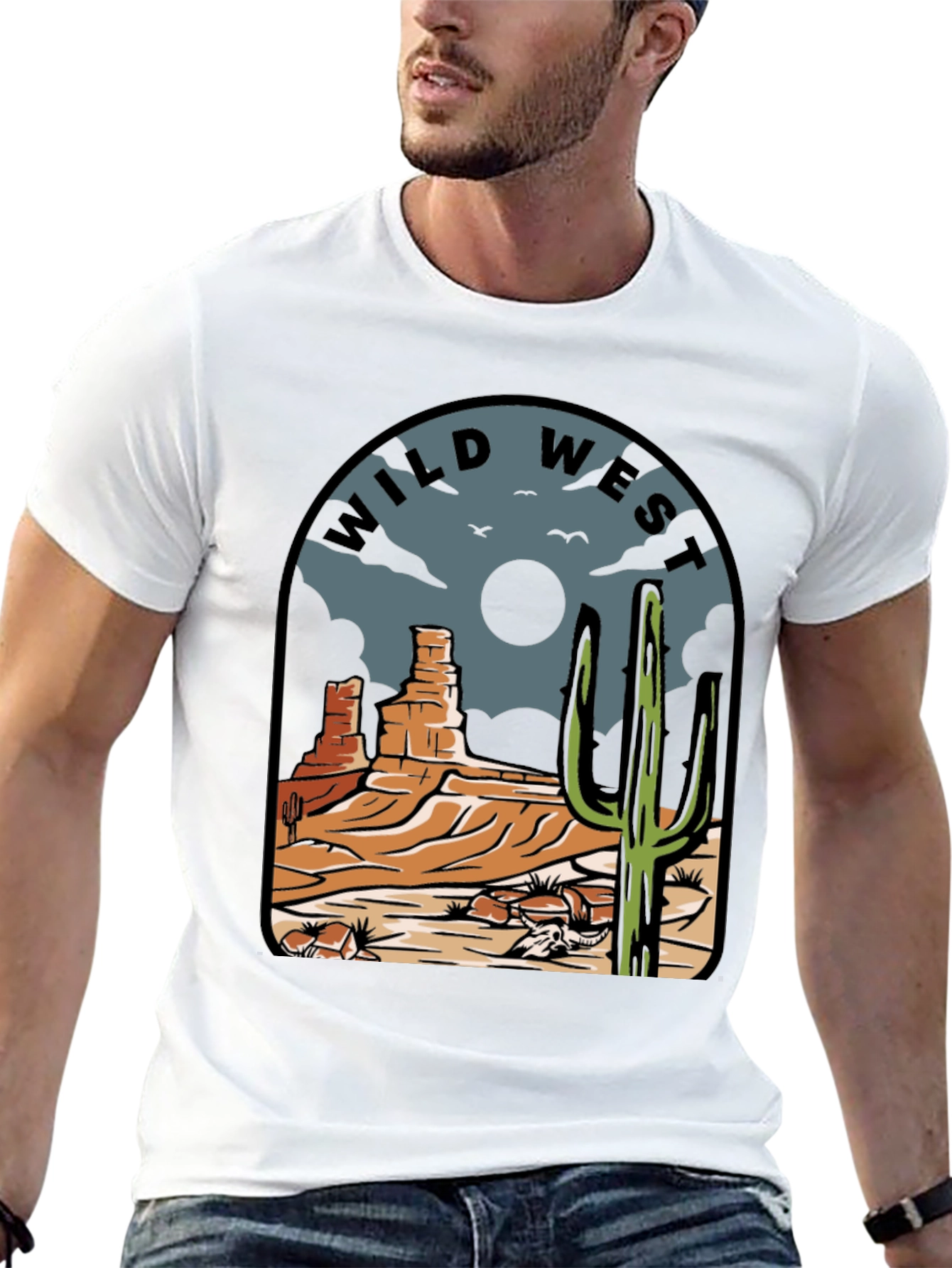 Wild West Graphic Tee - Desert Cactus Scene