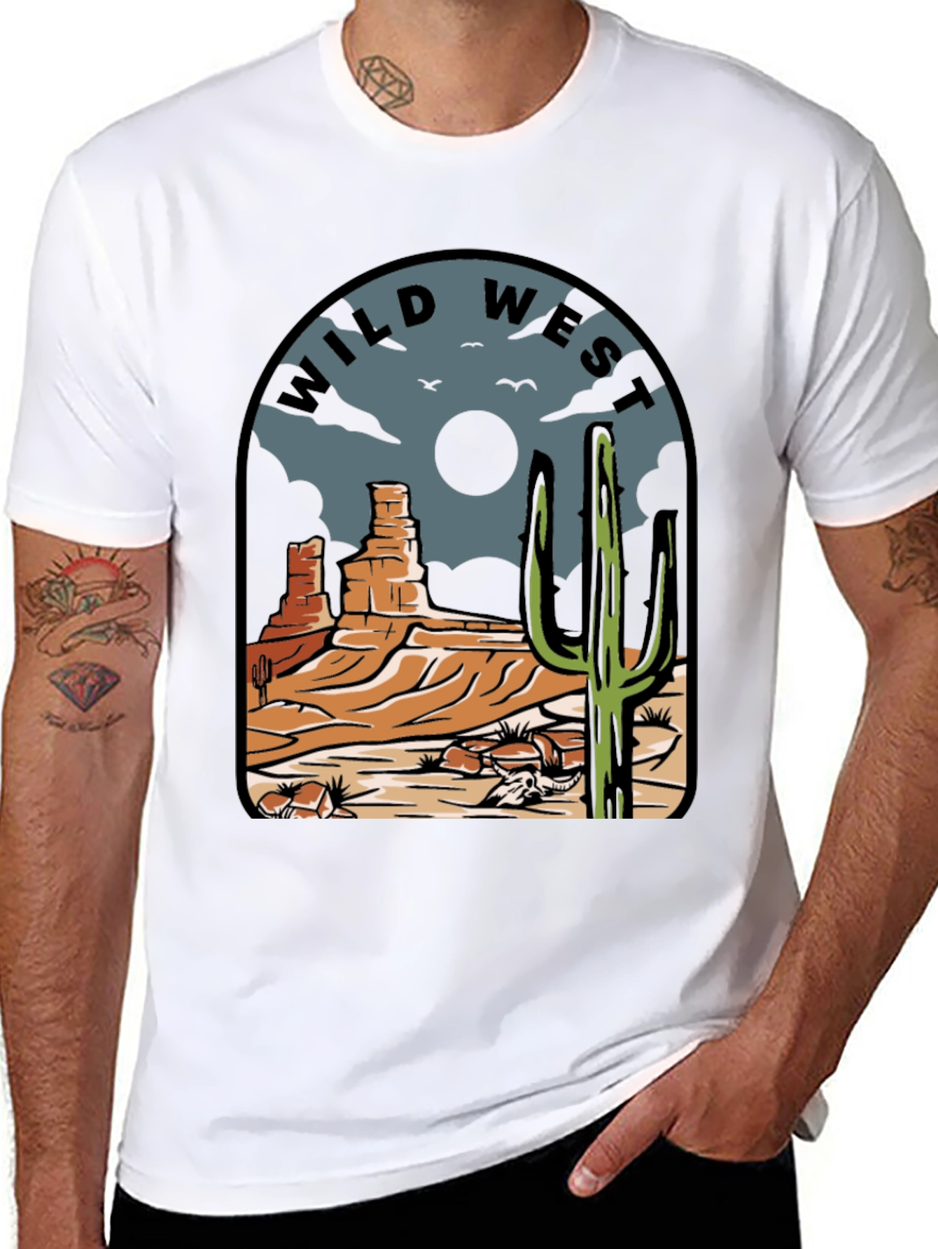 Wild West Graphic Tee - Desert Cactus Scene