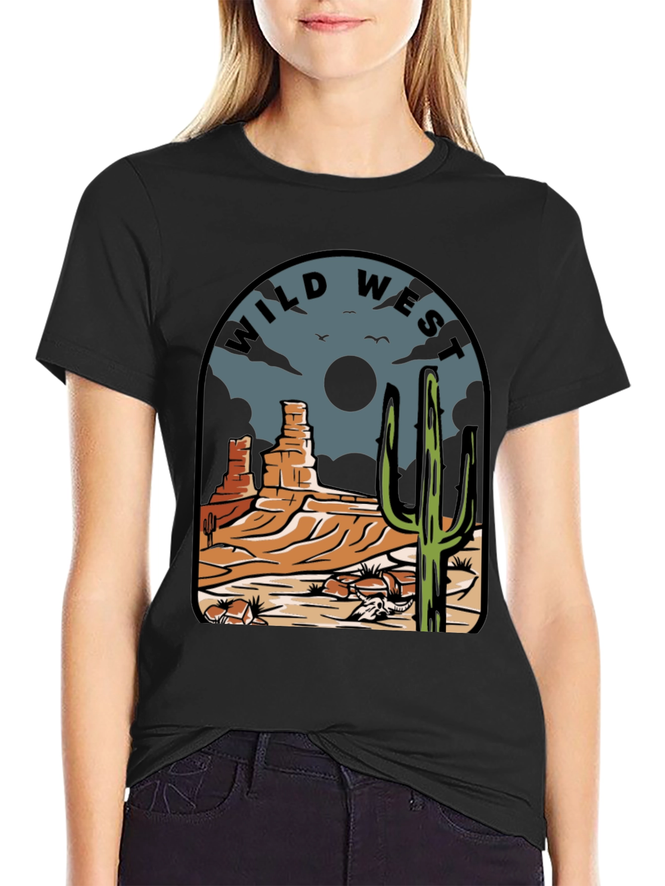 Wild West Graphic Tee - Desert Cactus Scene