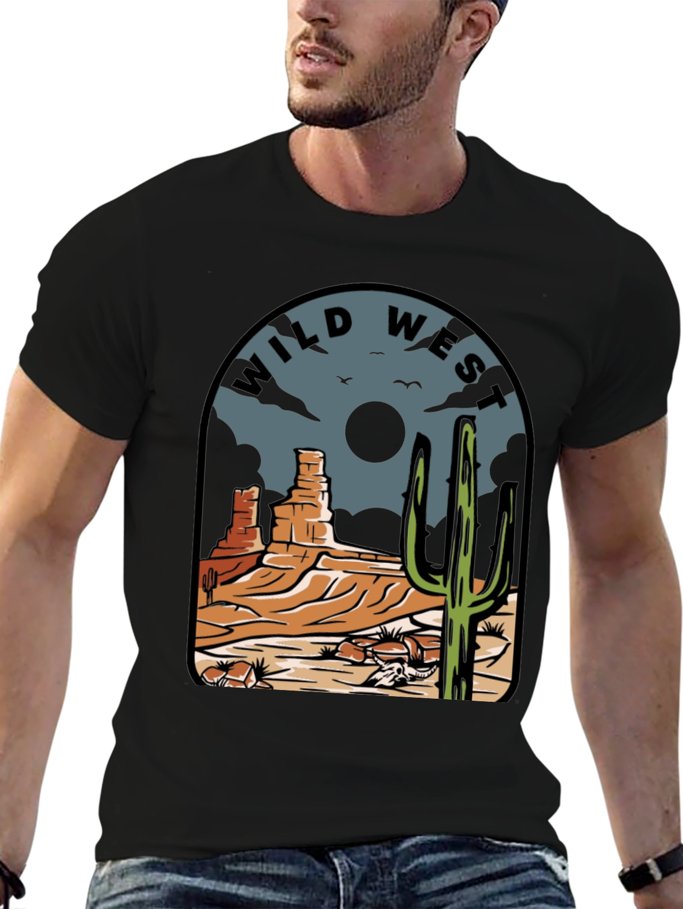 Wild West Graphic Tee - Desert Cactus Scene