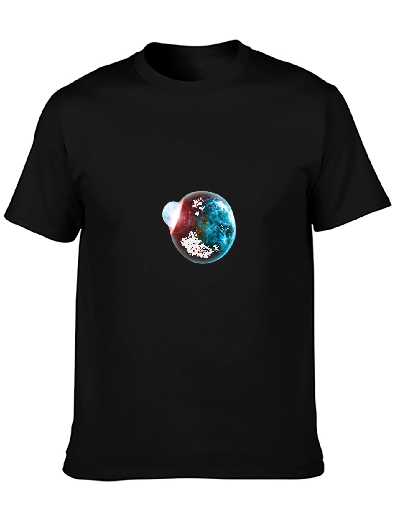 Galaxy Planet Graphic Print Mens Black T-Shirt