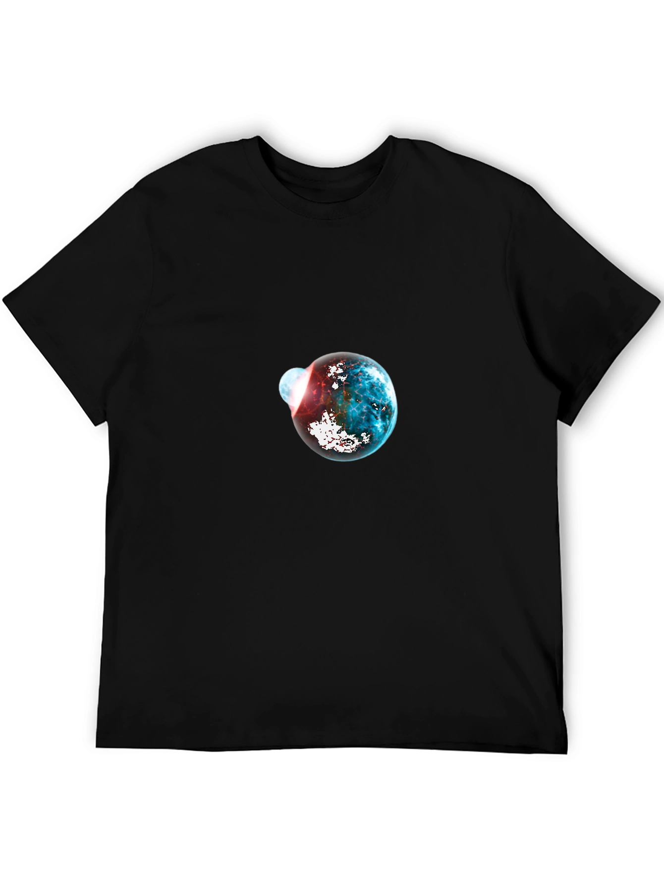 Galaxy Planet Graphic Print Mens Black T-Shirt