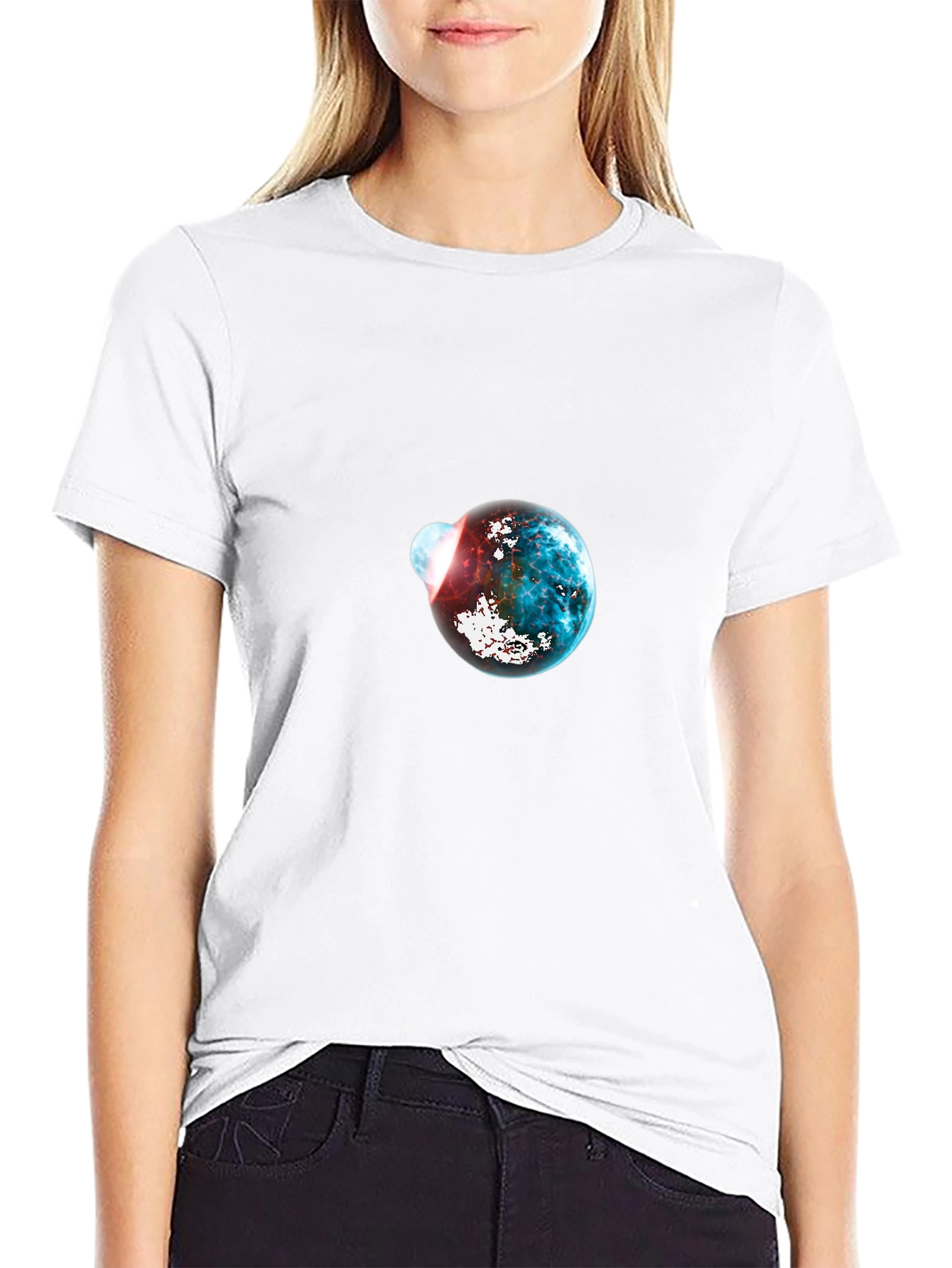 Galaxy Planet Graphic Print Mens Black T-Shirt