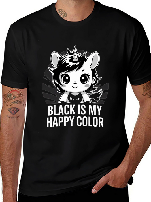 Black is My Happy Color Unicorn T-Shirt