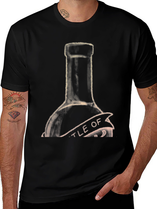 Vintage Bottle Graphic Tee - Soft Black Cotton