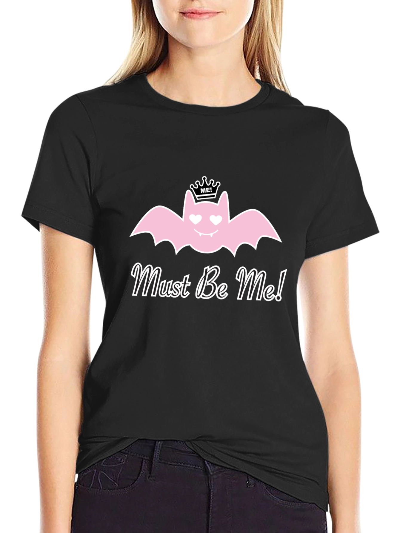 Must Be Me! Pink Bat Graphic T-Shirt