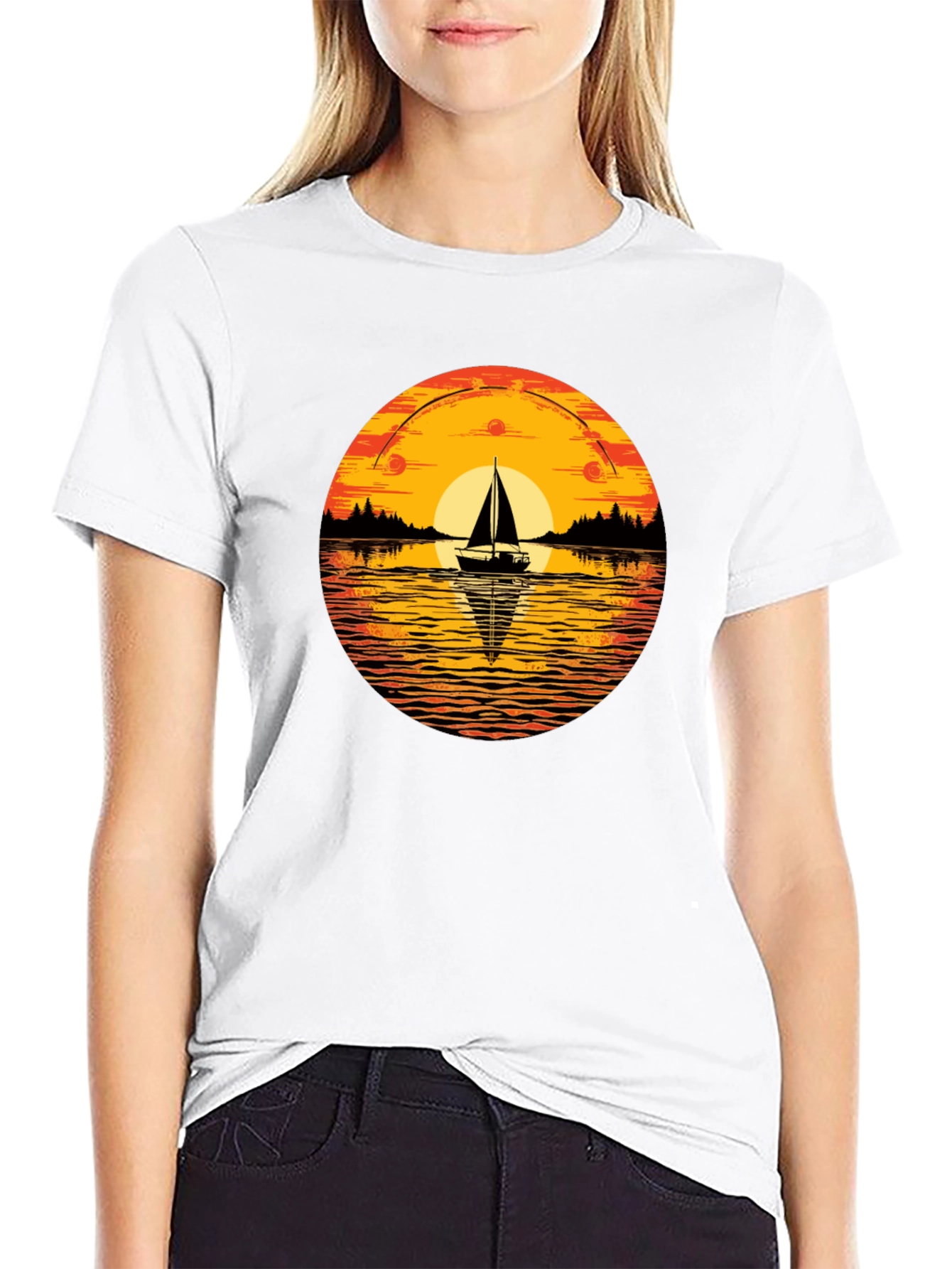 Sunset Sailboat Graphic T-Shirt