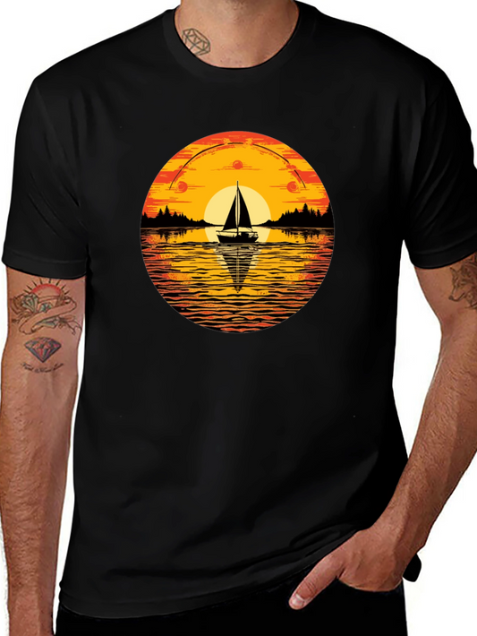Sunset Sailboat Graphic T-Shirt