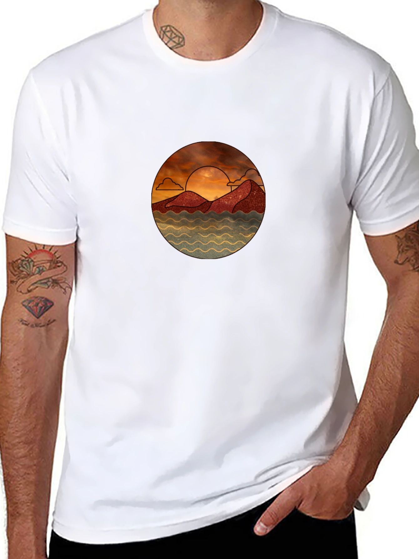 Scenic Sunset Graphic Tee - Unisex Black T-Shirt