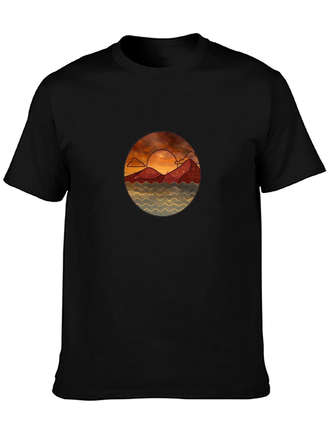 Scenic Sunset Graphic Tee - Unisex Black T-Shirt