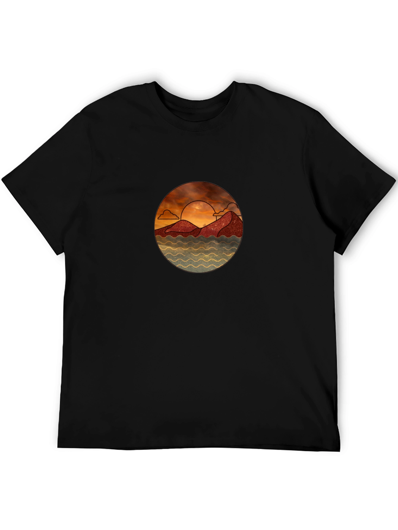 Scenic Sunset Graphic Tee - Unisex Black T-Shirt