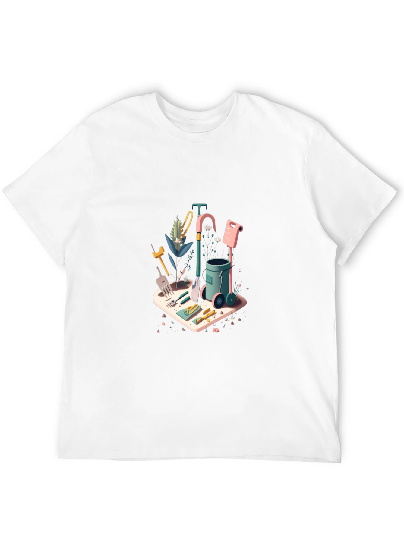 Gardening Tools Graphic Tee - Black Cotton Blend